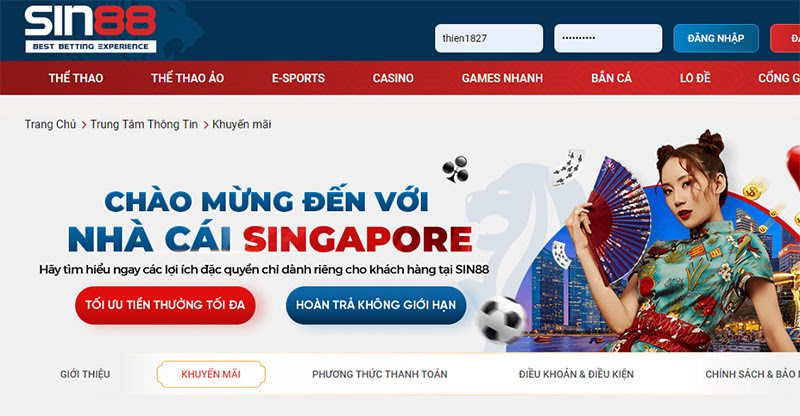 quyền lợi Vip Sin88